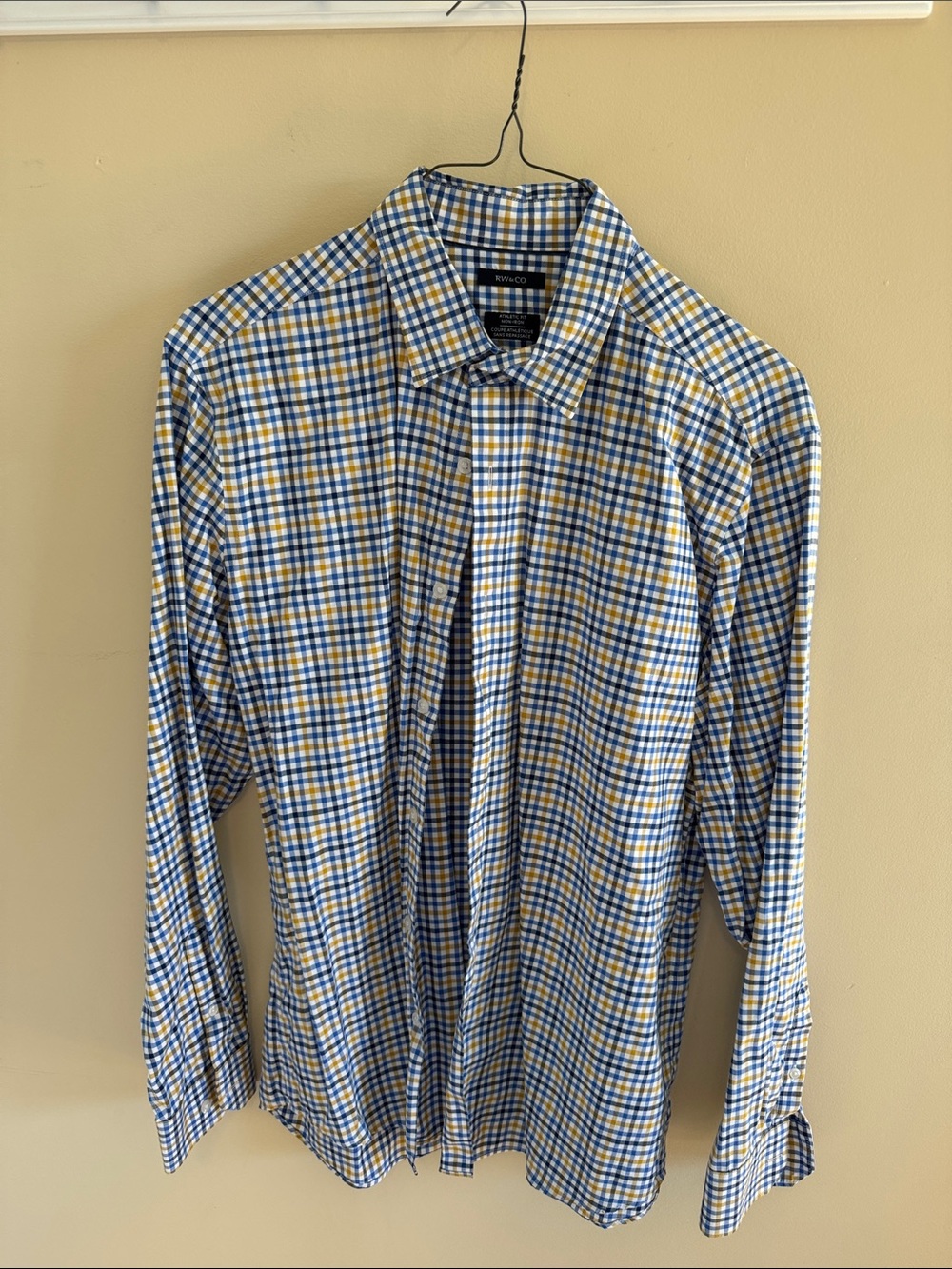 RW&CO. Blue and Yellow Checked Men's Button-Down Shirt